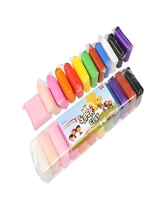 YAJNAS 12 Pcs Air Dry Clay for Kids with 3 Sculpting Tools - Creative Art & Crafts Play Dough Birthday Return Gift for Boys and Girls - Color As Per Stock - Image 1